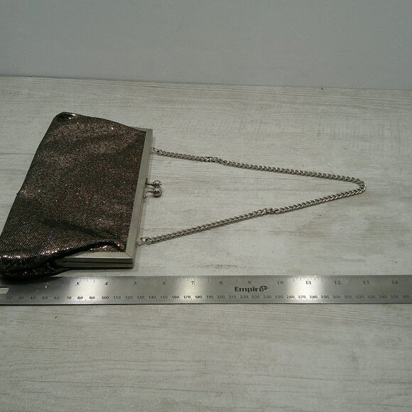Cookie Lee Small Clutch with Chain Bronze Sequenced w/ Clasp Closure - Picture 8 of 9